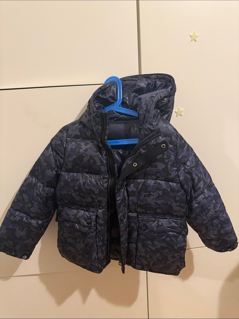 Burberry Navy Camouflage Quilted Kids Puffer Jacket with Hood
